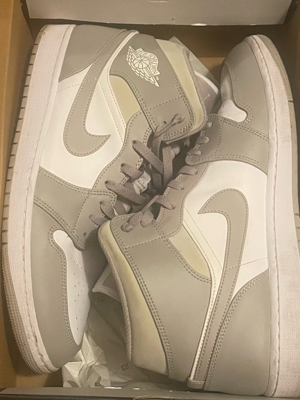 Jordan Mid-Top Sneakers in Light Gray and White